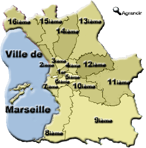 16 Arrondissements de la Ville de Marseille dans le Département des Bouches du Rhône
