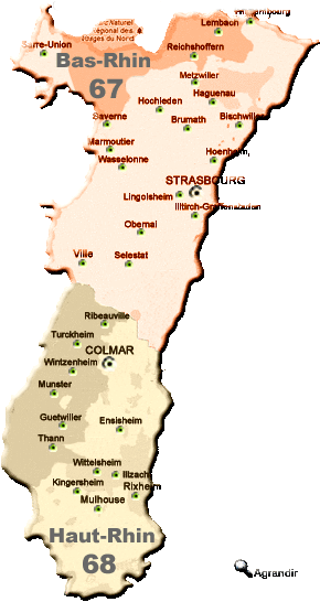 Communes de la Région Alsace
