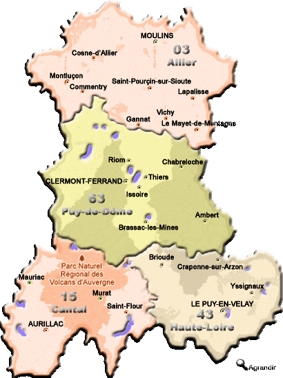 Préfectures & Chefs-lieux de la Région de l´Auvergne