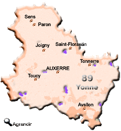 Préfectures & Chefs-lieux du Département de l´Yonne dans la Région Bourgogne