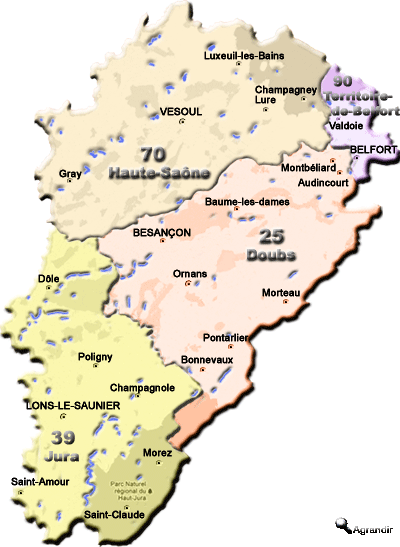 Préfectures & Chefs-lieux de la Région Franche-Comté