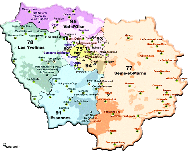 Préfectures & Chefs-Lieux de la Région de l'Ile-de-France