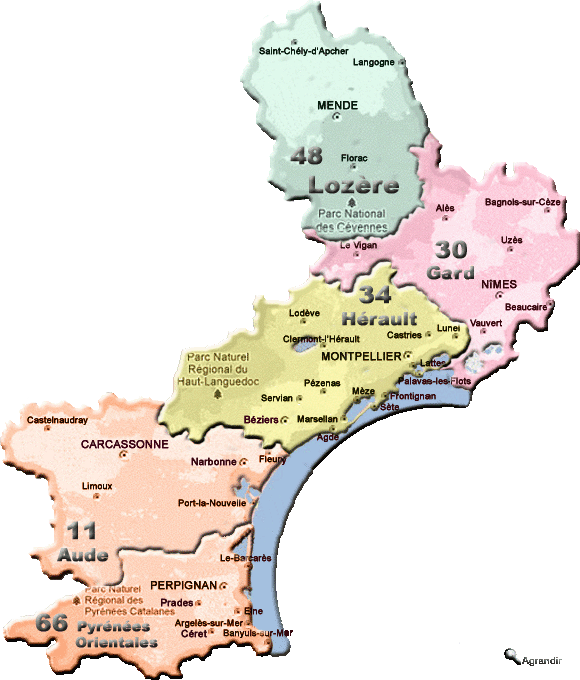 Préfectures & Chefs-Lieux de la Région du Languedoc-Roussillon