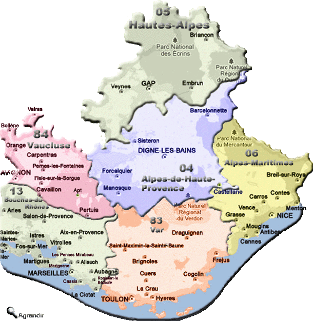 Préfectures et Chefs-lieux de la région Provence-Alpes-Côte d´Azur
