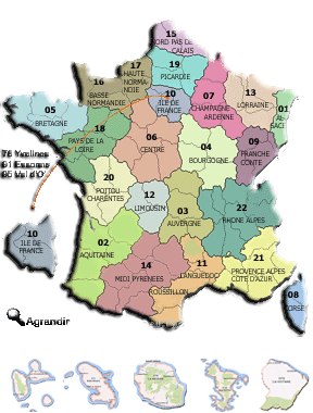 Carte Virtuelle des Régions de France